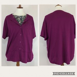Purple/Maroon & Floral Inlay Tee SZ 24. (42).